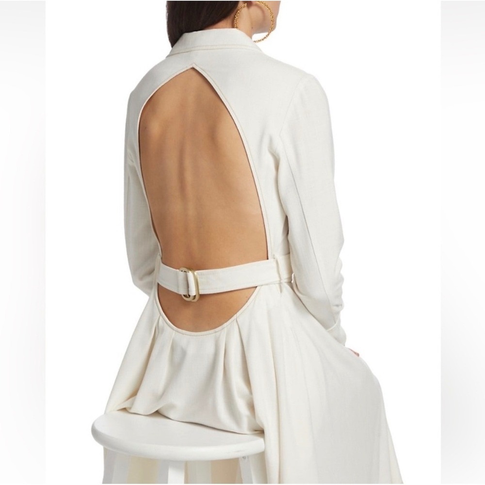 Cult Gaia Nyle Belted Cut-Out Shirtdress Off White Midi XL 10/12 NWT Euro Resort - Picture 14 of 14